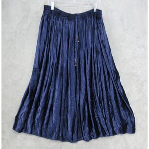 Vintage Just Class Skirt Womens Size XL Velvet Pheasant Midi Western Modest Blue